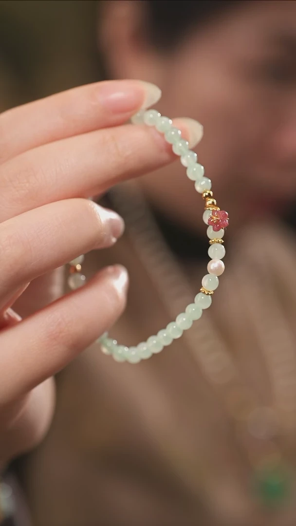 银S925镶嵌手串翡翠925 银 翡翠手串