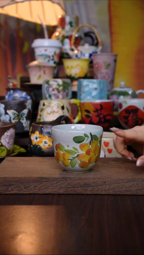 杯子陶泥垚手作 景德镇手工手绘陶瓷器物