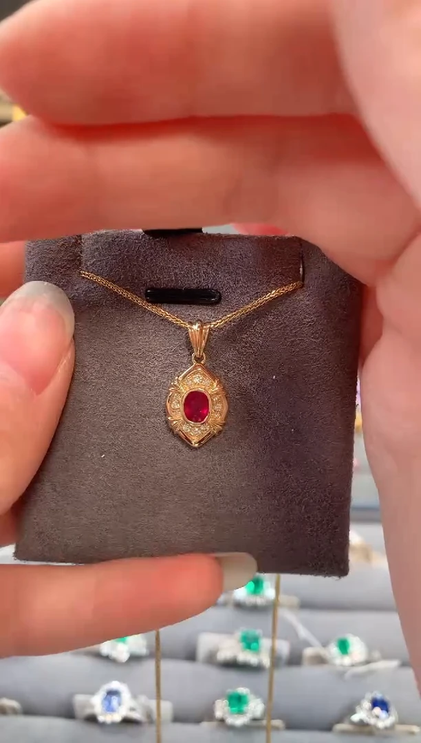 【闪购商品】红宝石吊坠(不含链)18K金镶嵌红宝石