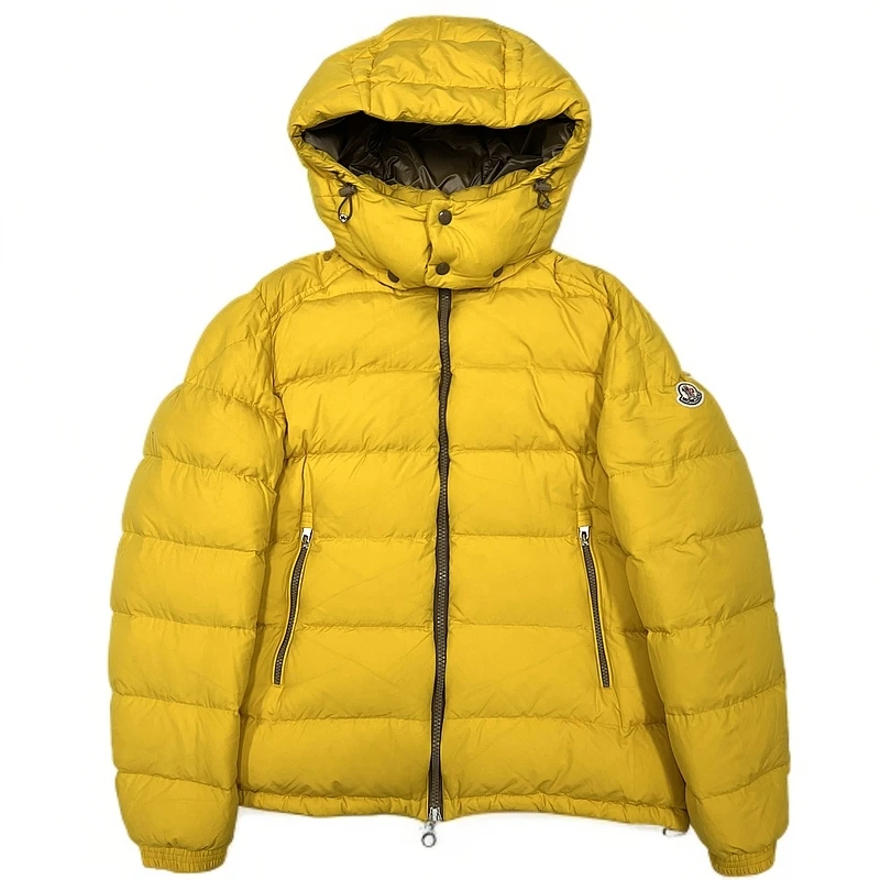 99新 MONCLER 盟可睐 蒙口侧标logo黄色羽绒服 帽可拆 4码/1853 /