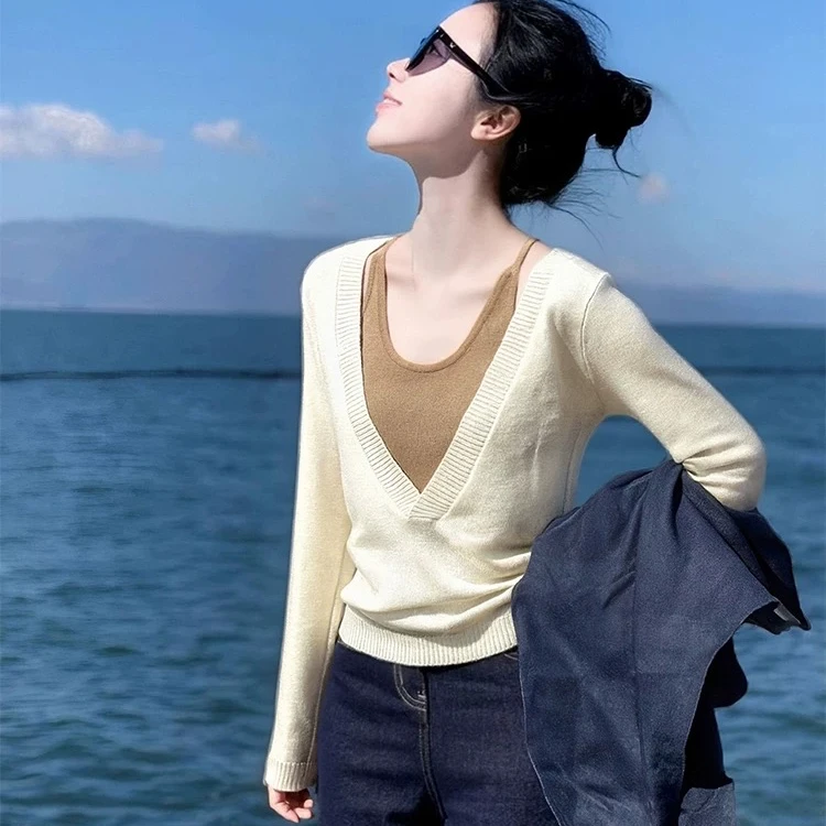 通勤毛针织衫长袖套头百搭