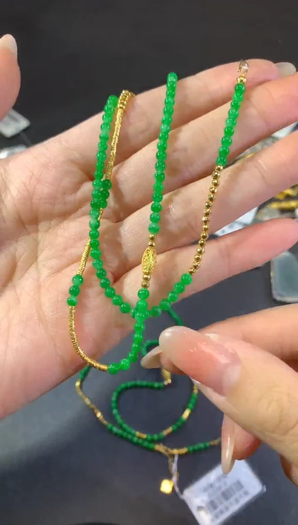 颈饰18K金镶嵌翡翠113-珠串（多样性发货一件