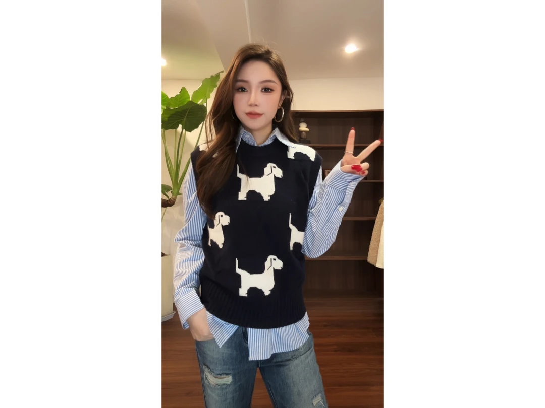 新款“灵缇马甲”877#P03229新款活力常青藤时髦百搭上衣