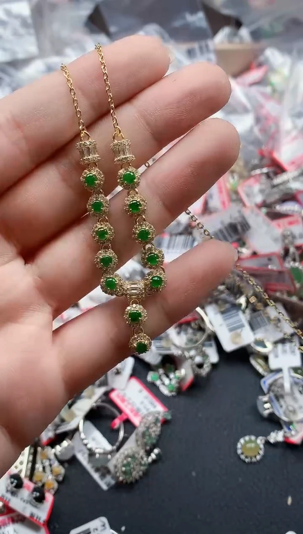 银S925镶嵌戒指翡翠天然A货缅甸翡翠