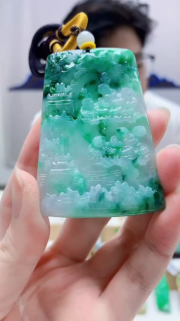 未镶嵌定制翡翠4688zm-毛货挂件山水36