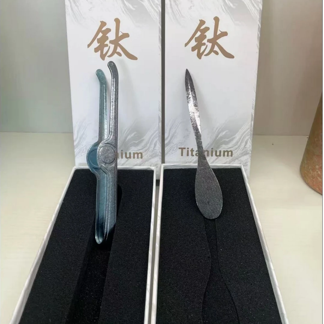 【奥伯顿彩钛茶针、茶夹】双层纯钛闷茶杯纯钛茶杯高端纯钛水杯防烫