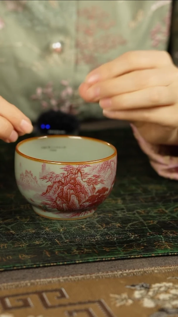 善窑厂汝窑玛瑙红山水主人杯