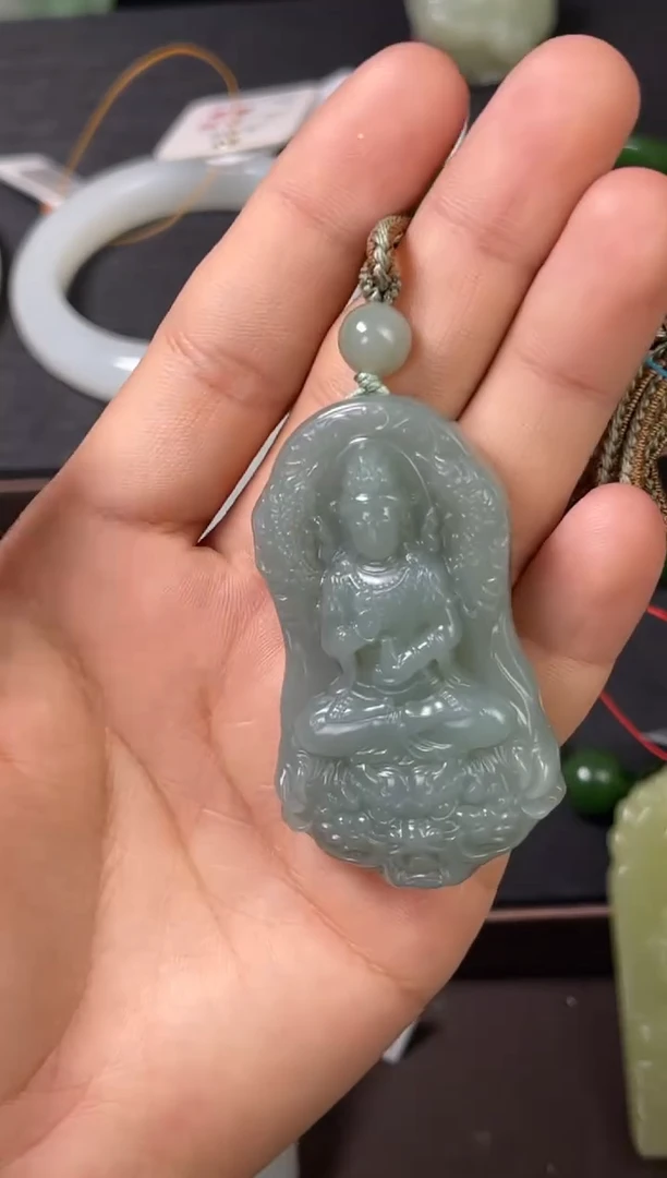 和田玉未镶嵌吊坠(不含链)吐拉牧场 观音9009441