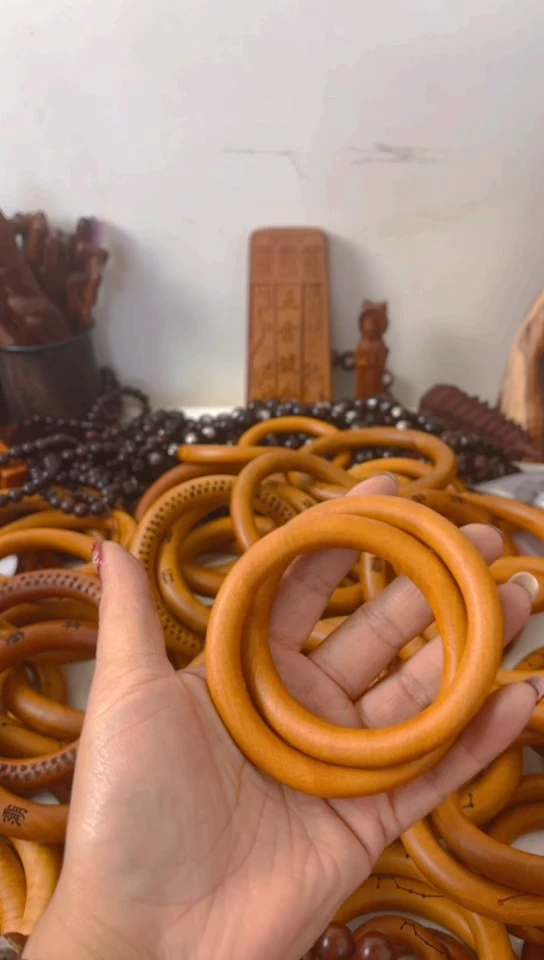 【闪购商品】枣木木雕乾坤圈微瑕60圈口一物一拍