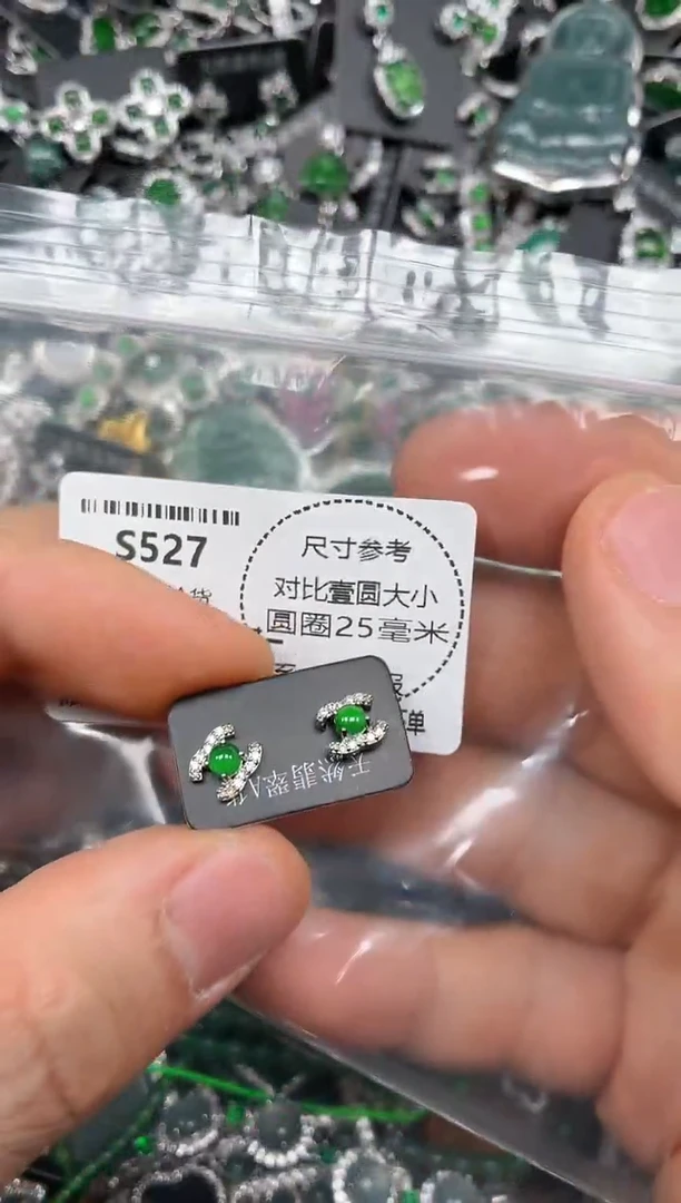 颈饰未镶嵌翡翠S527耳钉