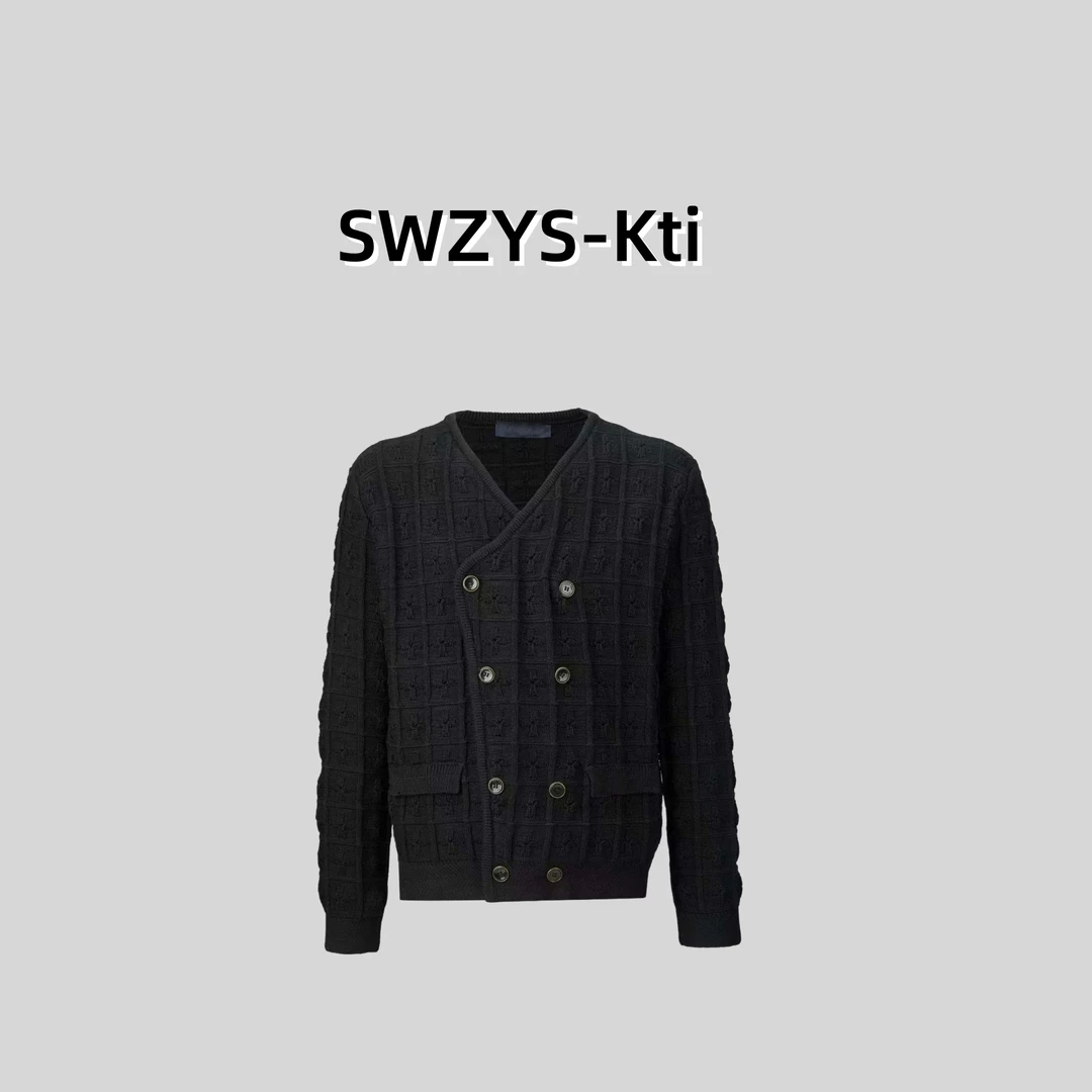 SWZYS 绞花双排扣针开衫