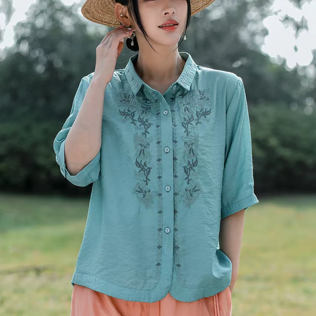11921新款夏季优雅减龄宽松显瘦文艺衬衫QZ