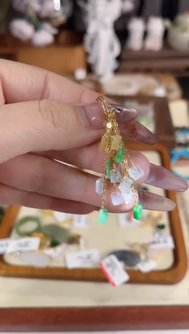 银S925镶嵌翡翠耳饰多样性发其一孤品默认微瑕