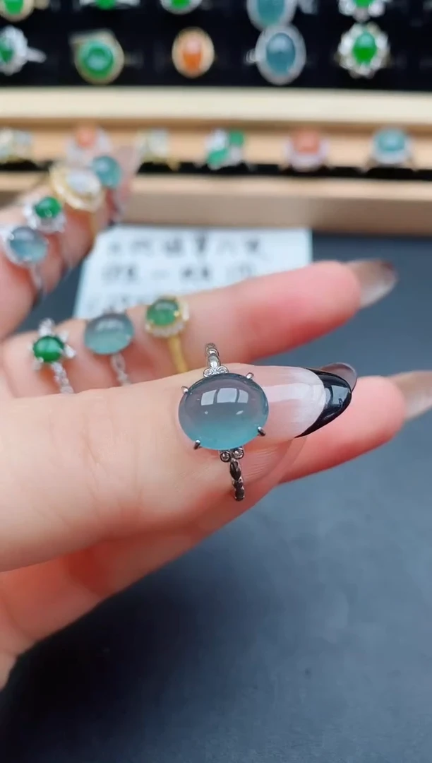 银S925镶嵌戒指翡翠5080