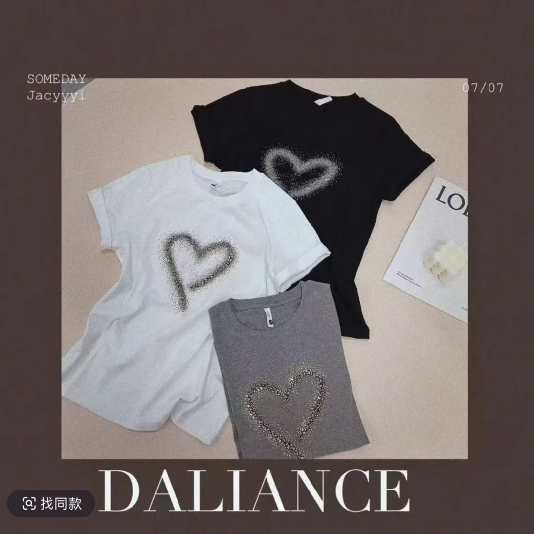 《姚家优麦汇》Y5357春款圆领设计感时尚百搭短袖显瘦上衣款女半袖