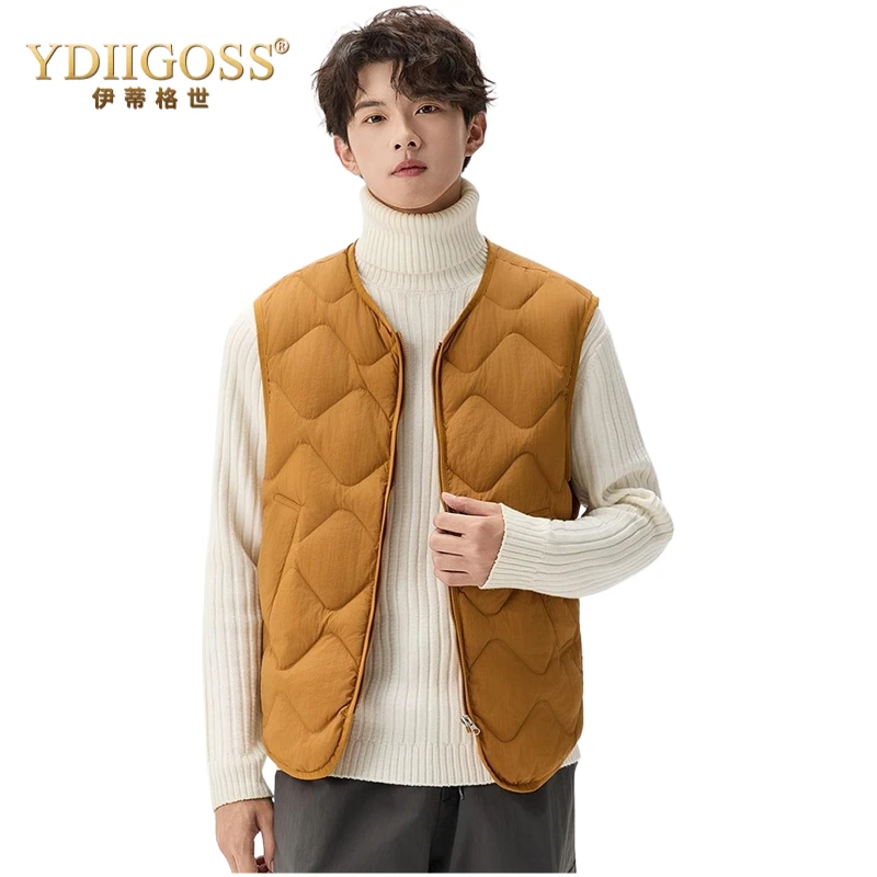 YDIIGOSS休闲羽绒马甲男士冬季新款轻薄领坎肩马夹加厚背心外套