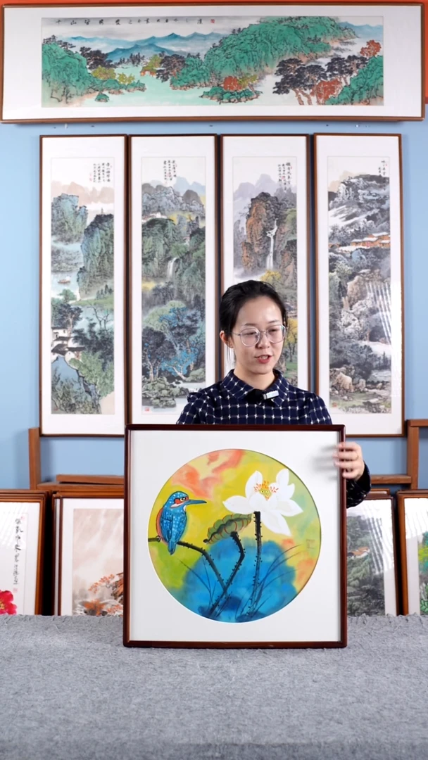【闪购商品】国画戚莉莉《荷花斗方》手绘带框52*52