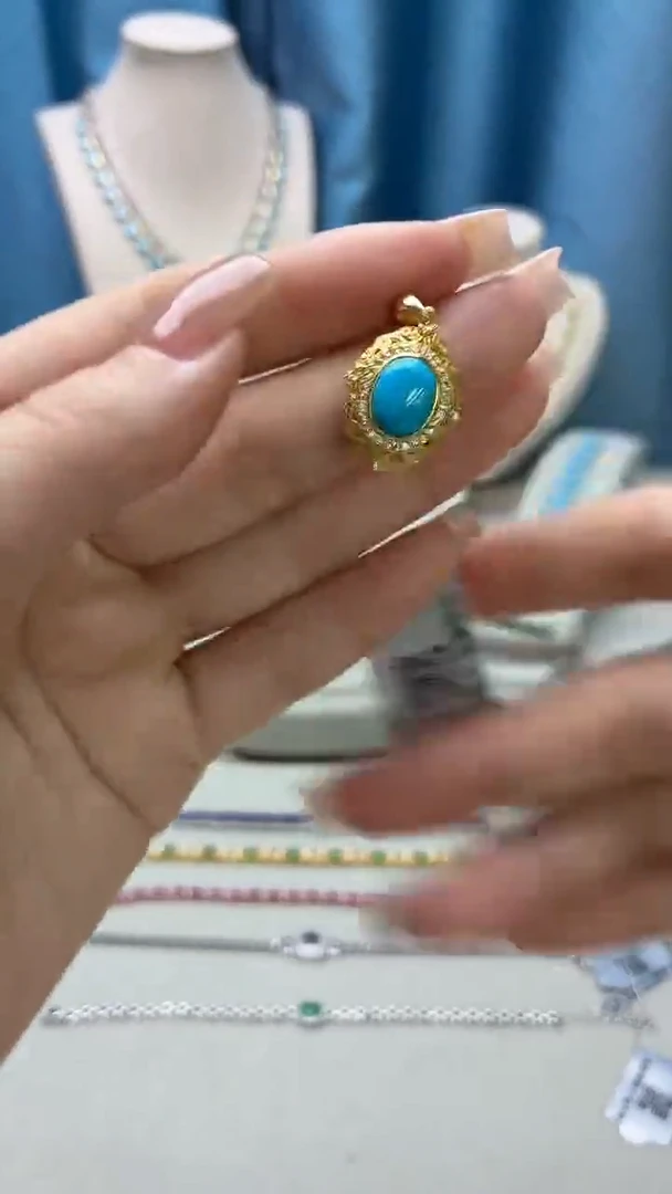 银S925镶嵌绿松石吊坠(不含链)091JH0101产品一个（多样性）