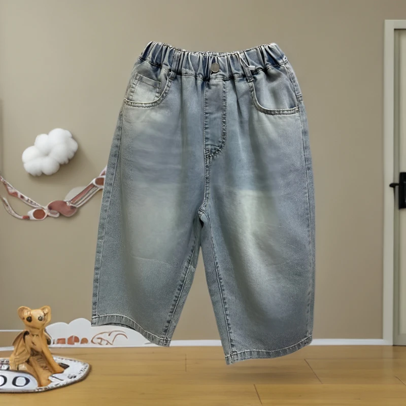 儿童夏季牛仔中裤薄款百搭