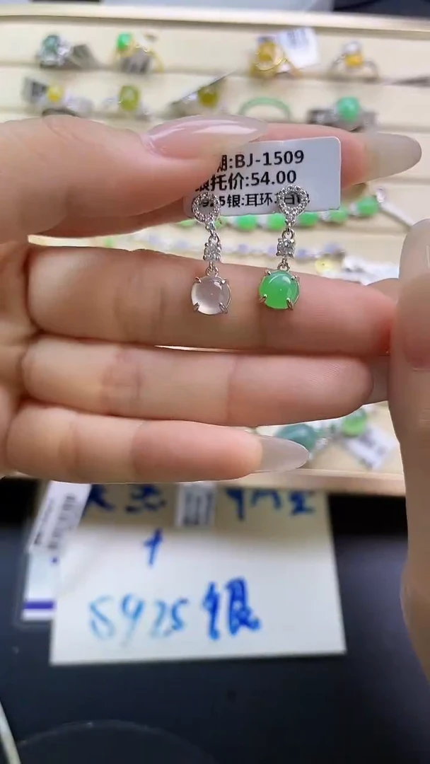 银S925镶嵌戒指翡翠翡翠 蛋面 银S925镶嵌