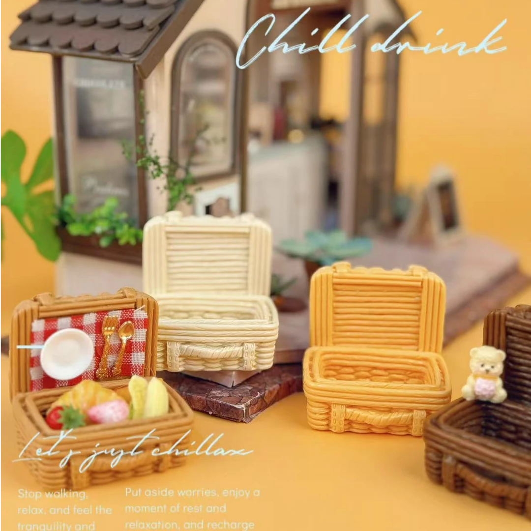 【开芯定制-大号野餐筐】高品树脂仿真食玩 可爱树脂DIY配件