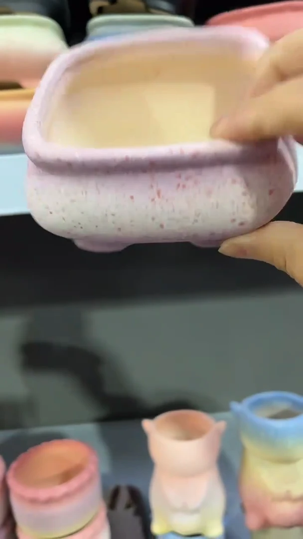 麦饭石粗陶多肉花盆9*5