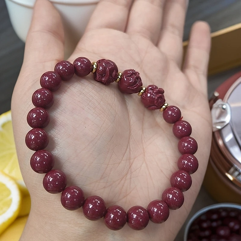 含辰砂工艺品朱砂三合单圈手串