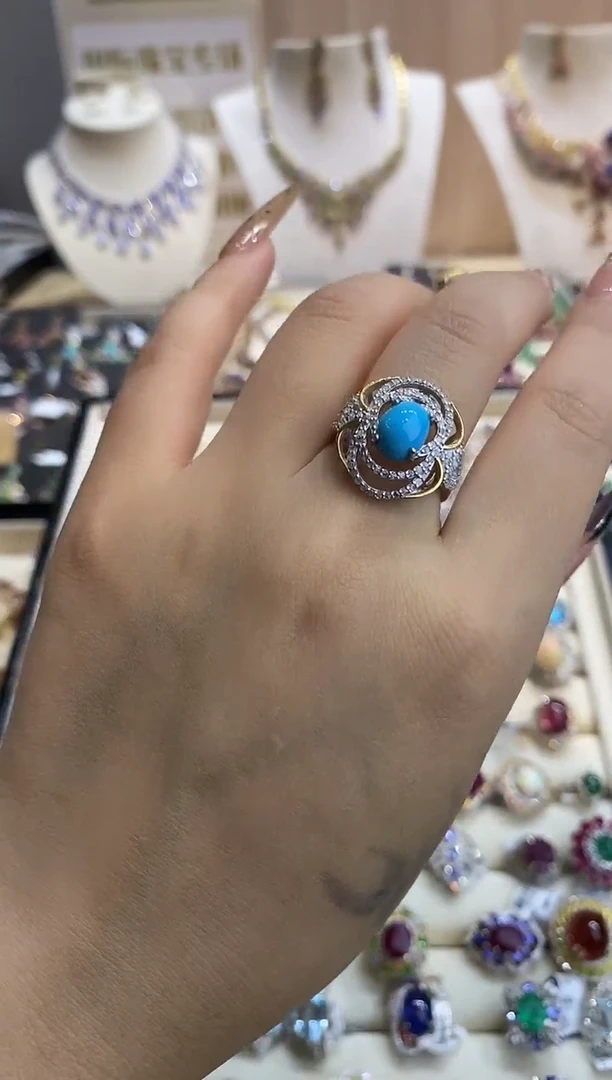 银S925镶嵌定制绿松石楚楚珠宝中古甄选不退换