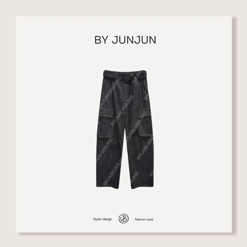 ByJunjun 【富士山下】大口袋工装牛仔裤秋冬新款女装