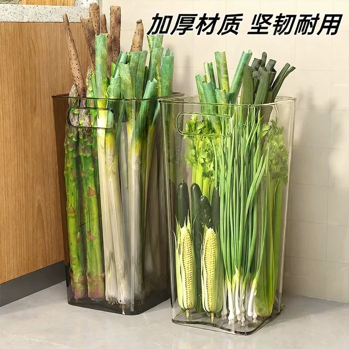 大葱收纳神器厨房葱姜蒜食材收纳盒透明大葱收纳桶大容量置物架