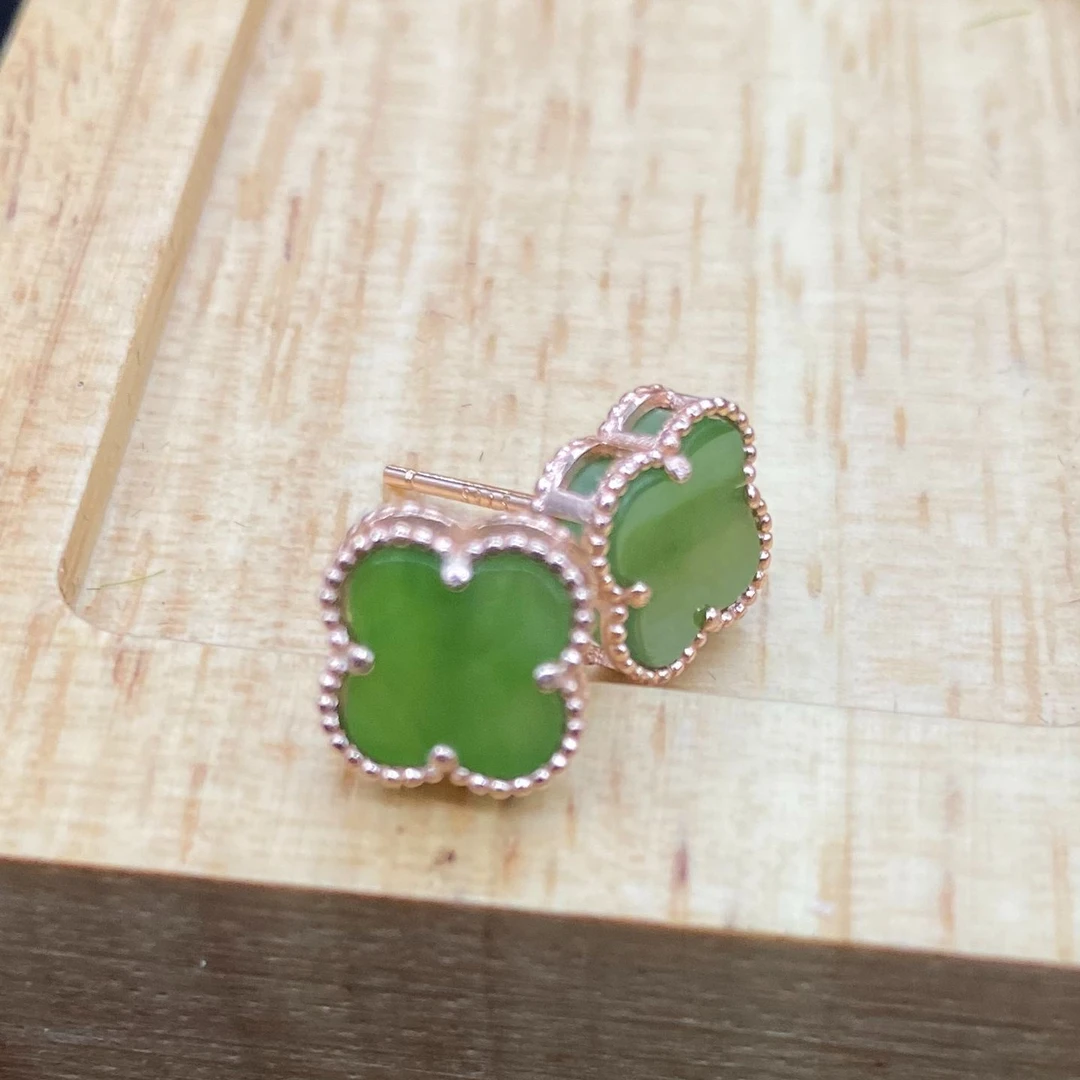 碧玉四叶草耳钉【小北质检】ZJH08Z8-1多样性发一7*3