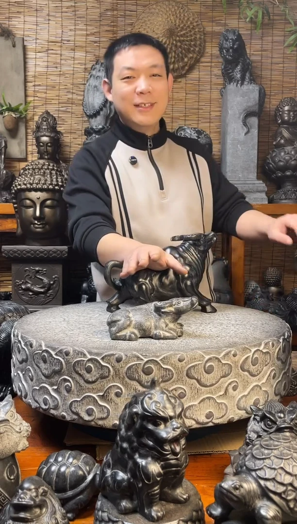 石材小卧牛天然青石雕刻