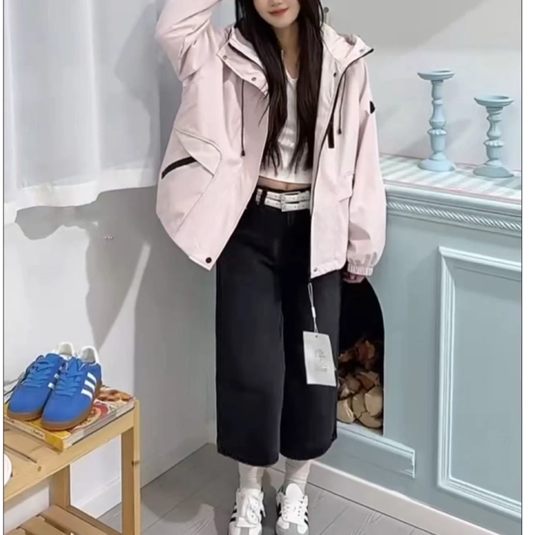 H2778【甜美萝莉】早春新款高端欧货连帽冲锋外套休闲夹克上衣8802