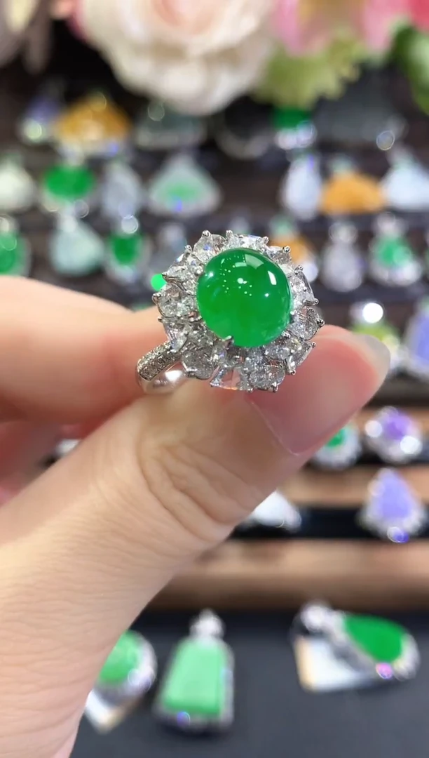 18K金镶嵌戒指翡翠d85