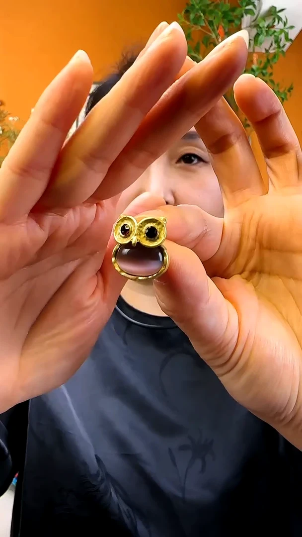 纯铜925银无小猫头鹰