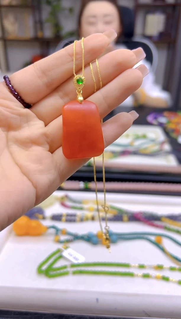 银S925镀金镶嵌吊坠(赠链)蜜蜡DIY款D17