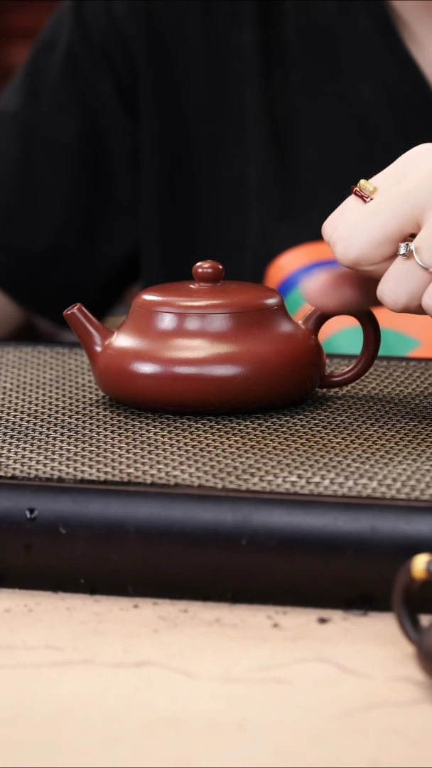 茶壶紫砂朱泥大红袍超精工静乐160cc