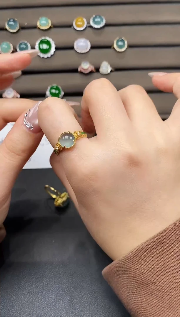 银S925镶嵌戒指翡翠111