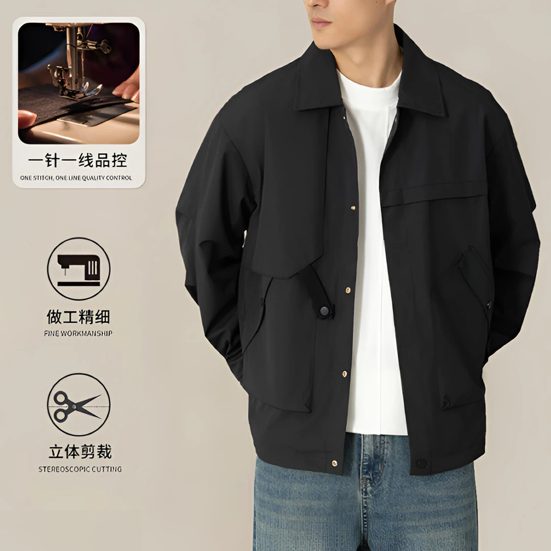 【小众设计感】新款轻奢休闲翻领时尚夹克外套8875
