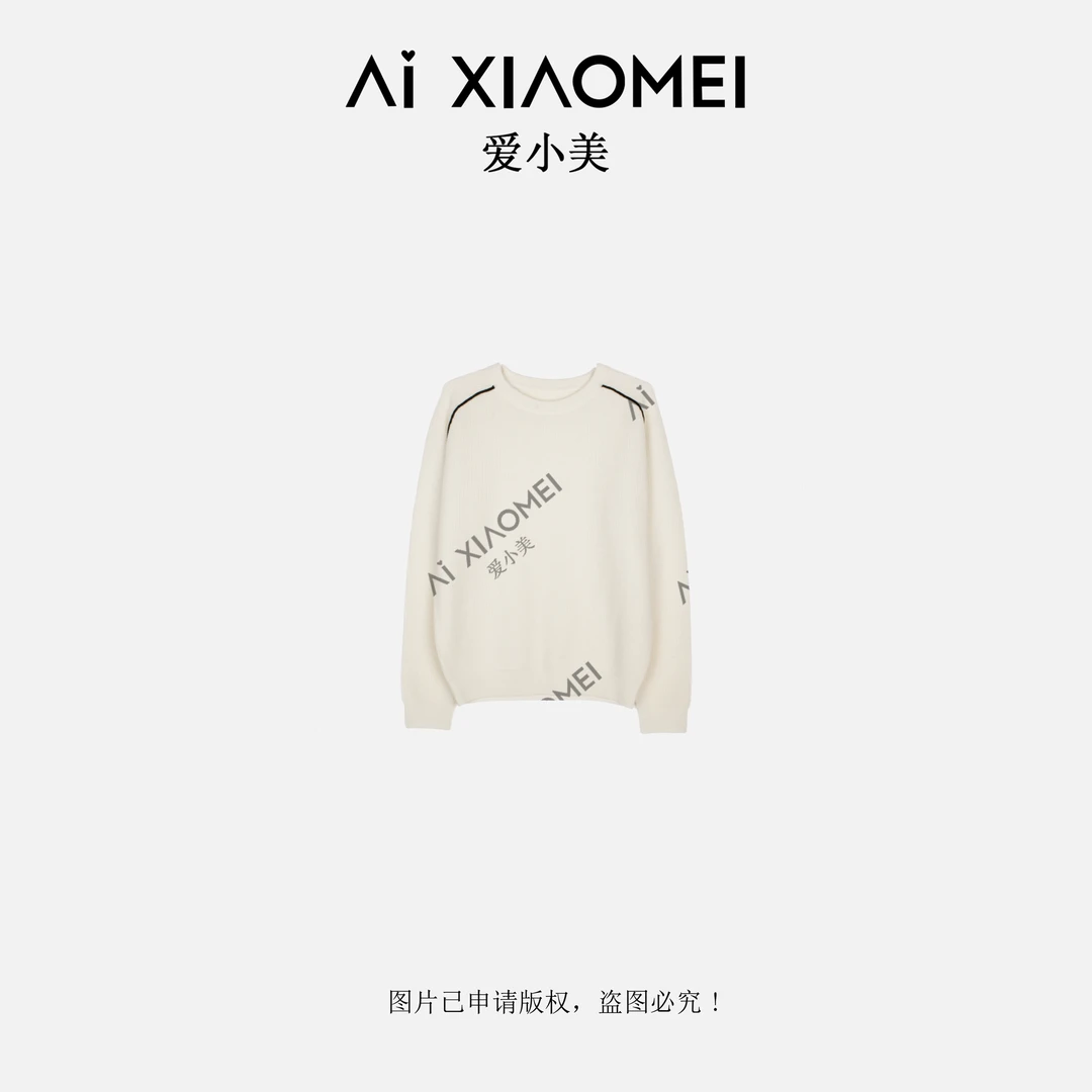 Aixiaomei/爱小美【女神毛衣】100羊毛圆领保暖针织上衣YM08-2649