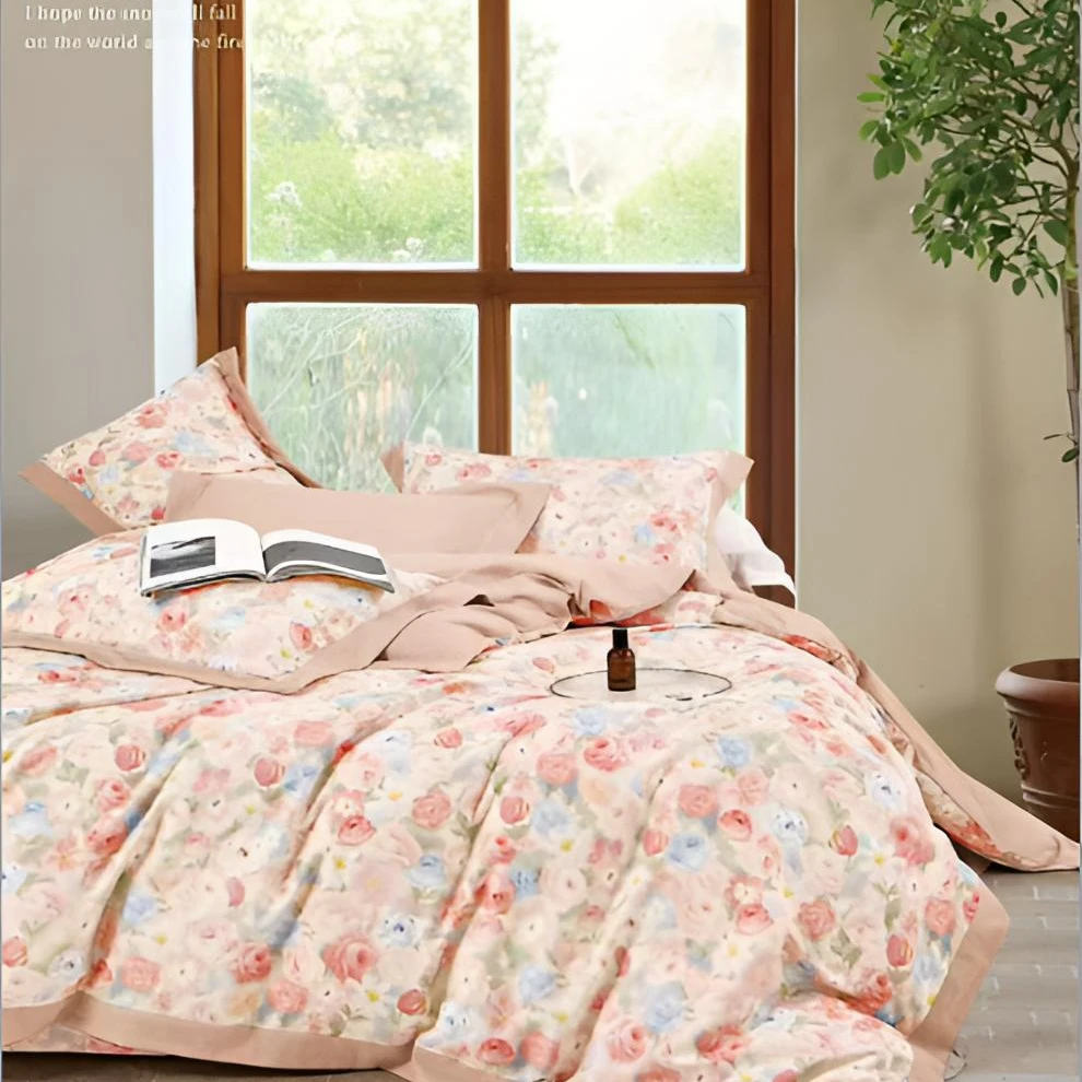 B6198 全棉生态磨毛床单甜梦茶语-粉简约轻奢床单245*250温柔时尚