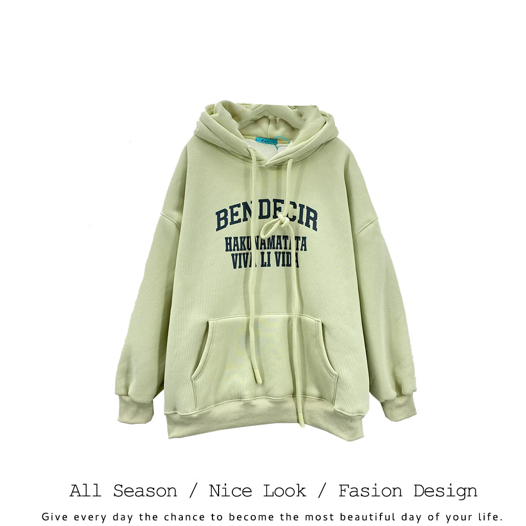 900   时尚字母印花宽松秋冬加绒连帽套头卫衣   款号#211-3