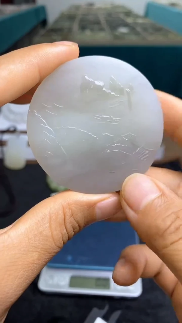 和田玉未镶嵌把件烟紫山水牌拍一发一