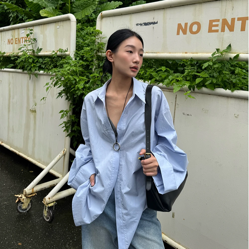 逸语IN choose u笑笑家2025秋季极简宽松衬衫休闲风气质衬衣83013