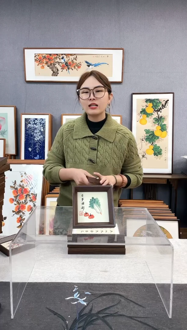 【闪购商品】国画5寸-小摆台作品-白菜