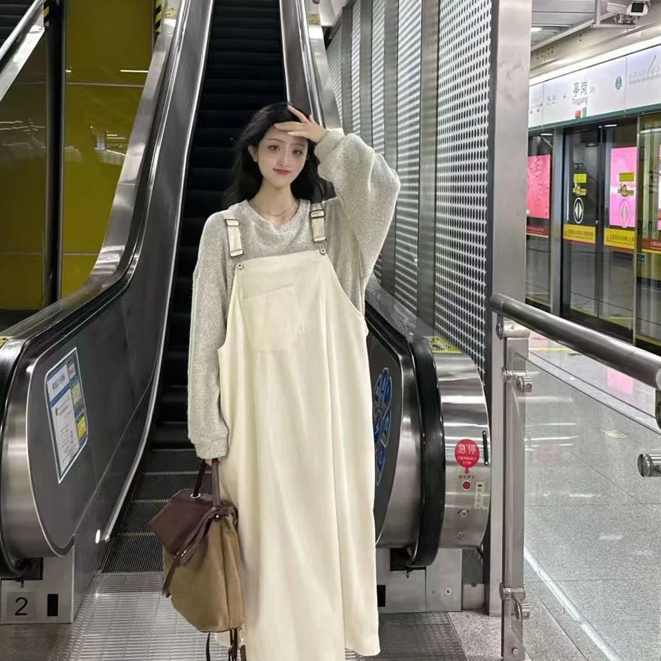 7【墨涵701-799套装】2025年秋冬装大码女装背带裙和毛衣两件套