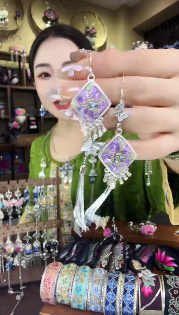 刺绣非遗刺绣民族风耳环