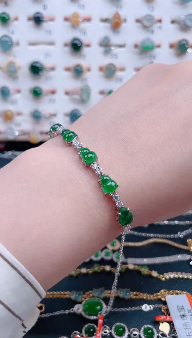 银S925镶嵌手链翡翠天然翡翠