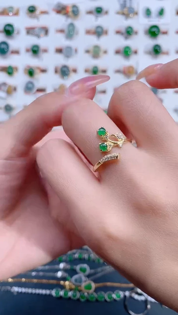 翡翠戒指银S925镶嵌天然翡翠