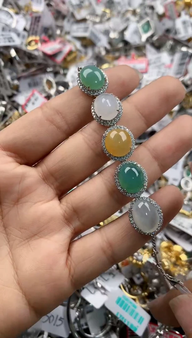 银S925镶嵌戒指翡翠999---9